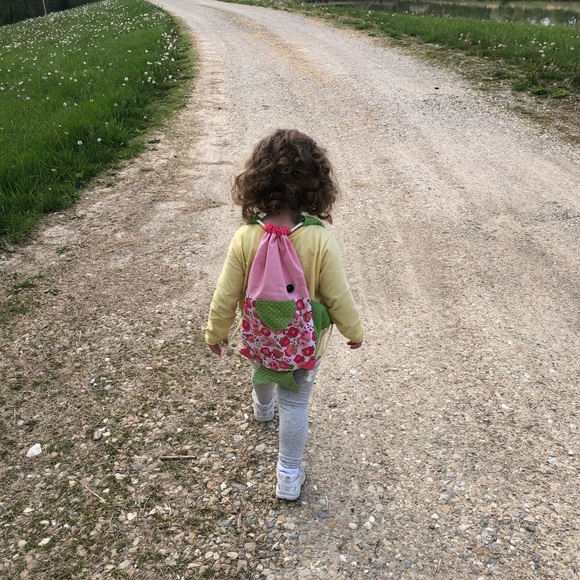 Hand crafted Backpack tote CUTE handmade original fish bag floral with polka dot - Picture 3 of 3